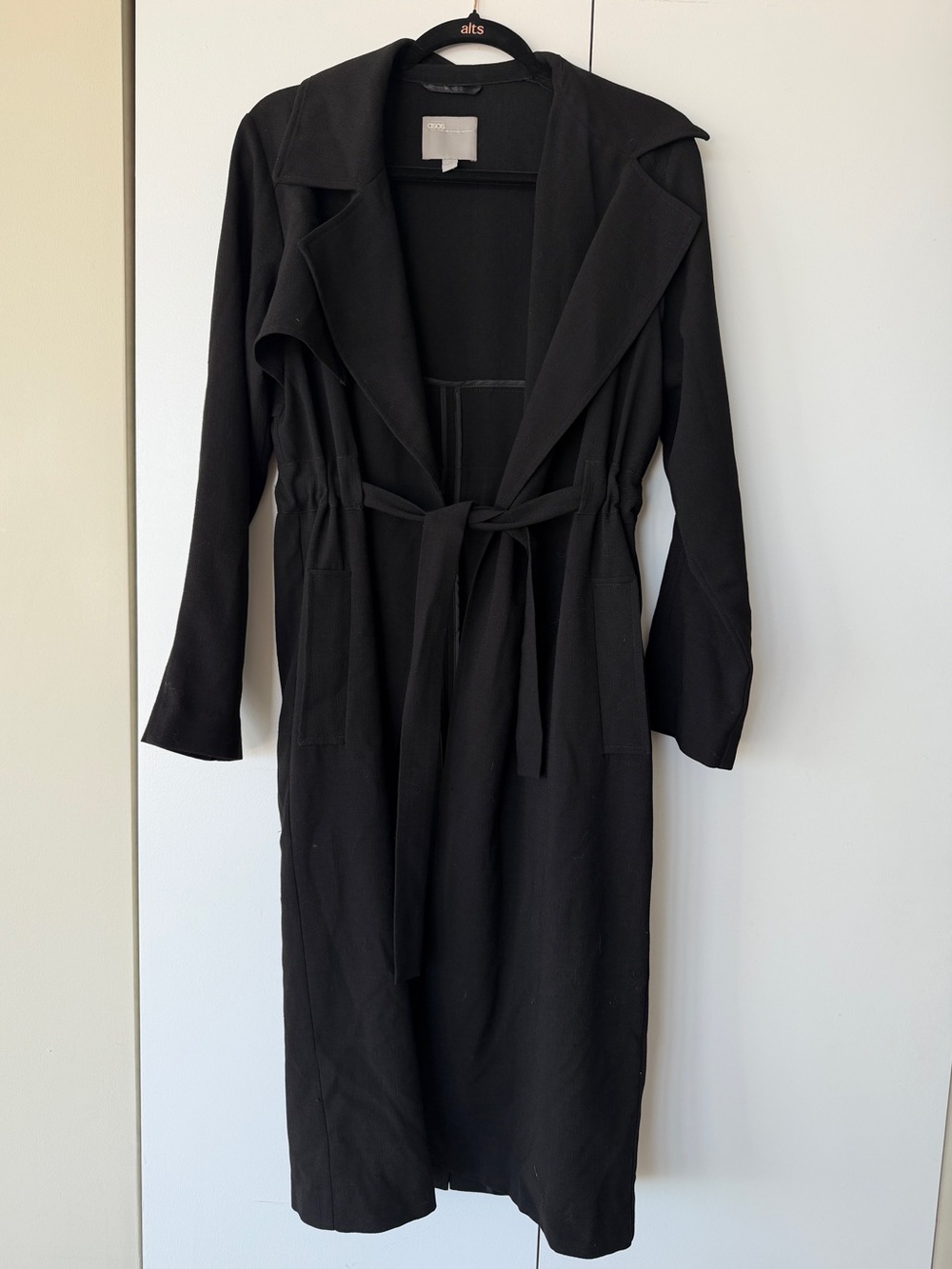 ASOS Black Long Sleeve Belted Trench Dress